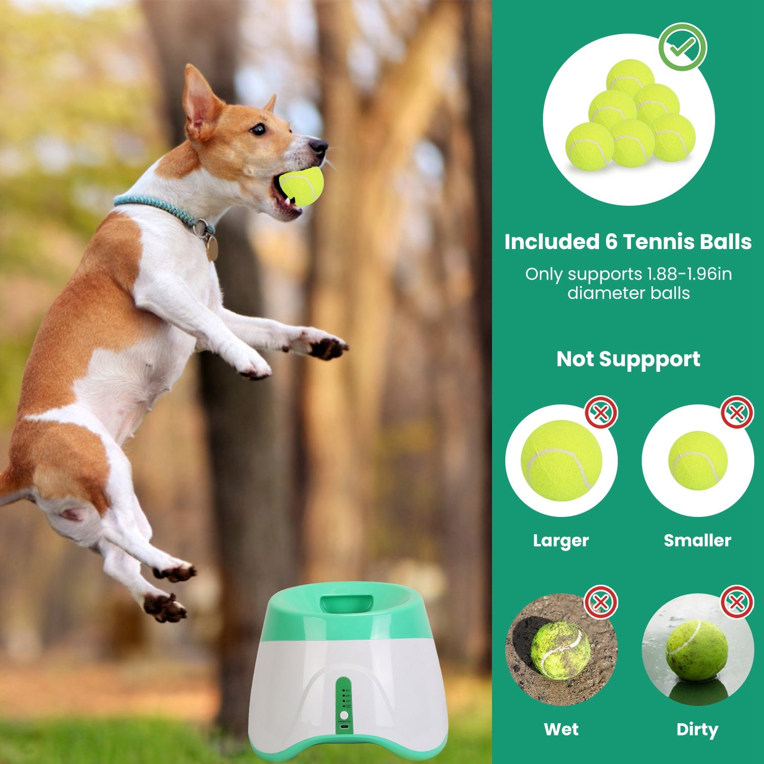 Automatic Dog Ball Launcher Included 6 Tennis Balls