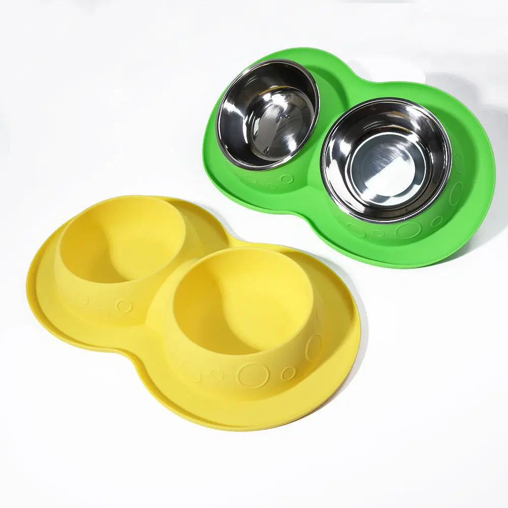 Pet Supplies Custom Non Slip Waterproof Silicone Water Food 2 In 1 Mat Pad Pet Bowls & Feeders null