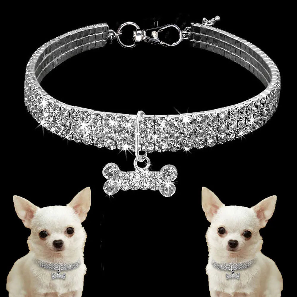 Bling Rhinestone Dog Collar Crystal Puppy Chihuahua Pet Dog Collars Leash For Small Medium Dogs Cats null