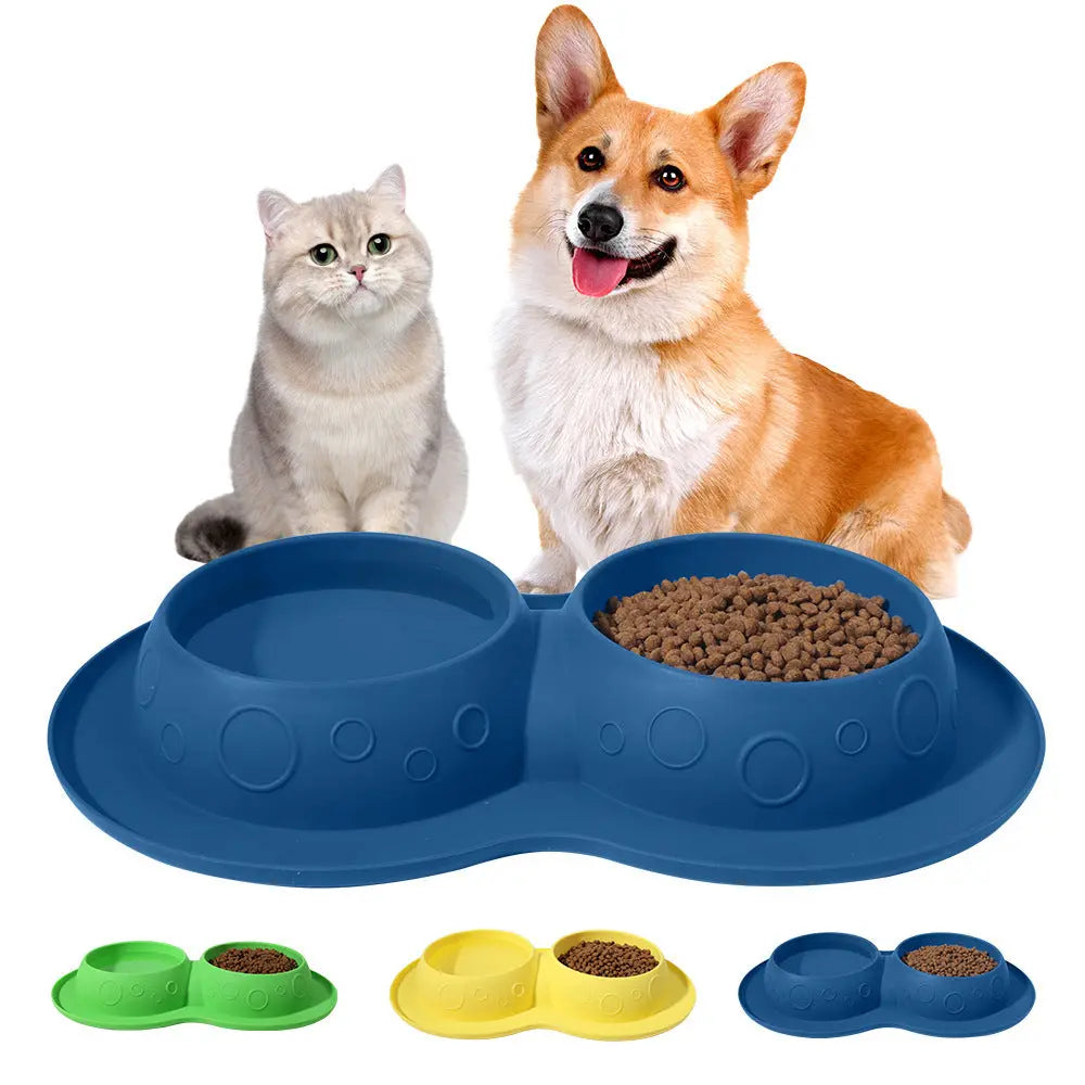 Pet Supplies Custom Non Slip Waterproof Silicone Water Food 2 In 1 Mat Pad Pet Bowls & Feeders null