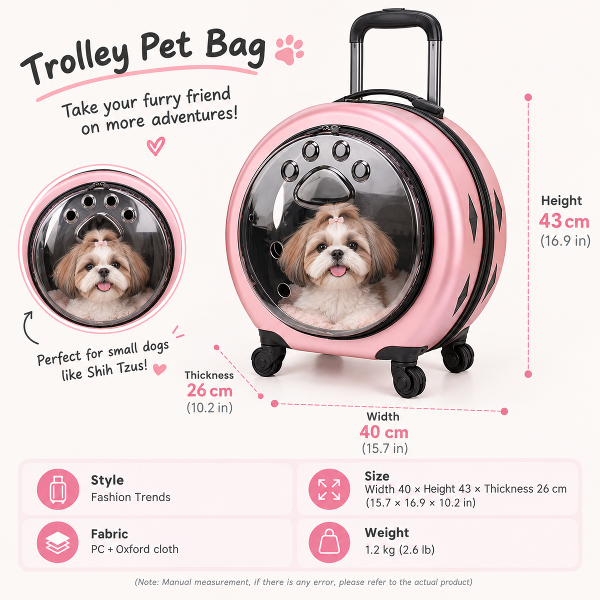 PAWSY™ Rolling Pet Carrier