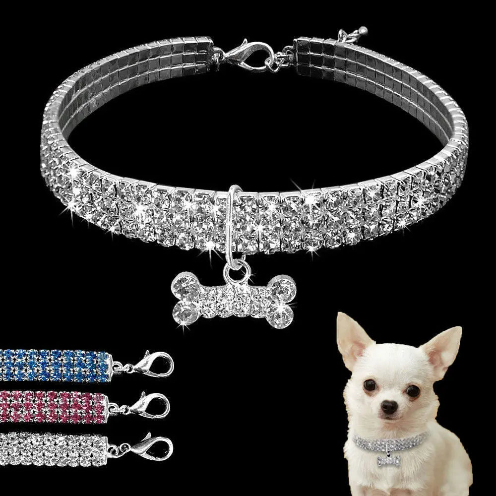 Bling Rhinestone Dog Collar Crystal Puppy Chihuahua Pet Dog Collars Leash For Small Medium Dogs Cats null